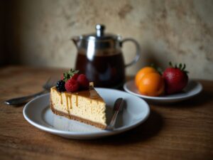 Cheesecake de Café com Recheio de Doce de Leite