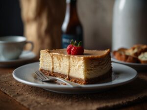 Cheesecake de Café Cremoso com Crosta de Biscoito