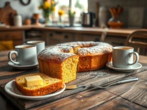 Bolo de Fubá com Café da Manhã