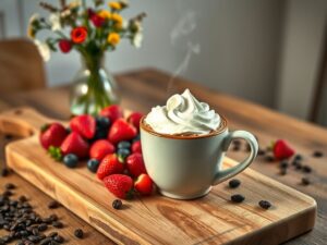 Café com Chantilly e Frutas Vermelhas Delícia