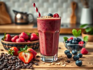 Smoothie de Café com Frutas Vermelhas Energizante