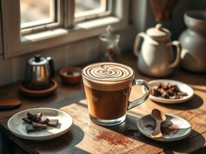 Café com Leite e Espuma de Chocolate Delicada