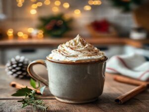 Café com rum e chantilly natalino