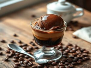 Affogato de Café com Sorvete de Chocolate Delicioso