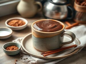 Café con leche com chocolate cremoso