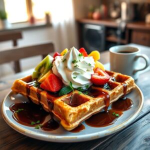 Café da Manhã com Waffles de Café Tropical