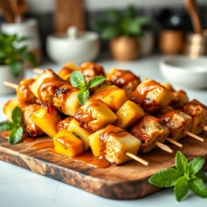 Espetinho Tropical de Café com Frutas