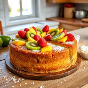 Torta do Café com Frutas Tropicais