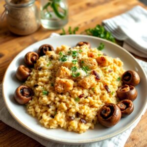 Risoto Aromático de Café com Frango e Cogumelos