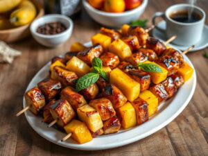 Espetinho Tropical com Café e Mel